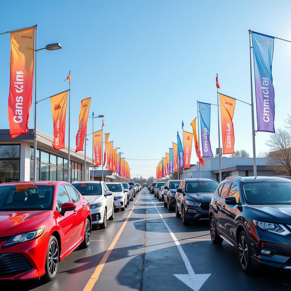 Car Lot Pennant Flags at Dealership