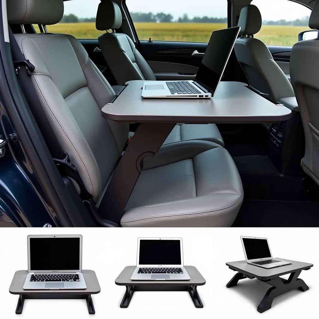 Car passenger seat desk for working on a laptop