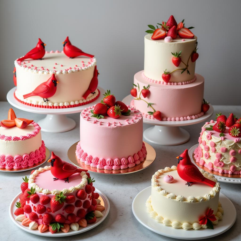 Various Cardinal Cakes on Display