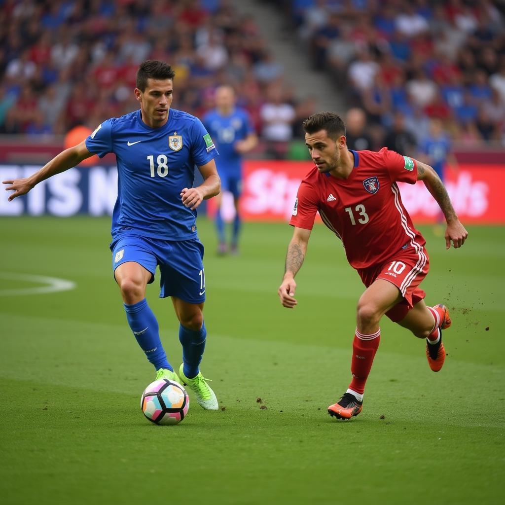 Midfielder executes a precise pass during a football match