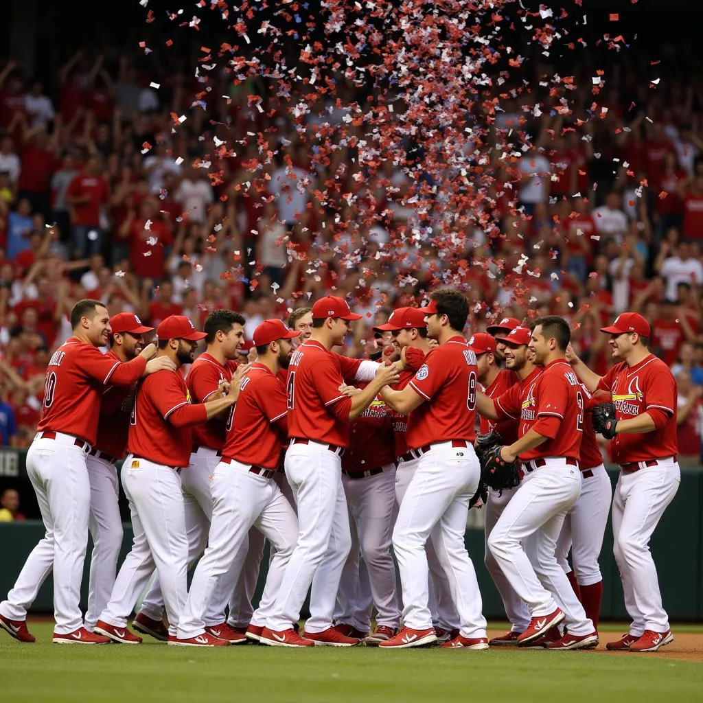 St. Louis Cardinals celebrating their 2011 World Series victory