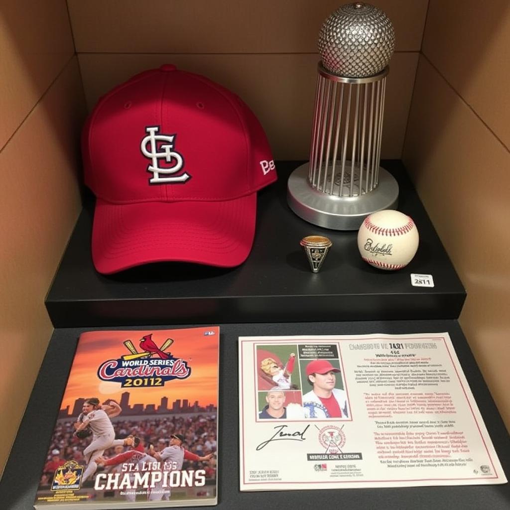 Display of St. Louis Cardinals 2011 World Series Memorabilia