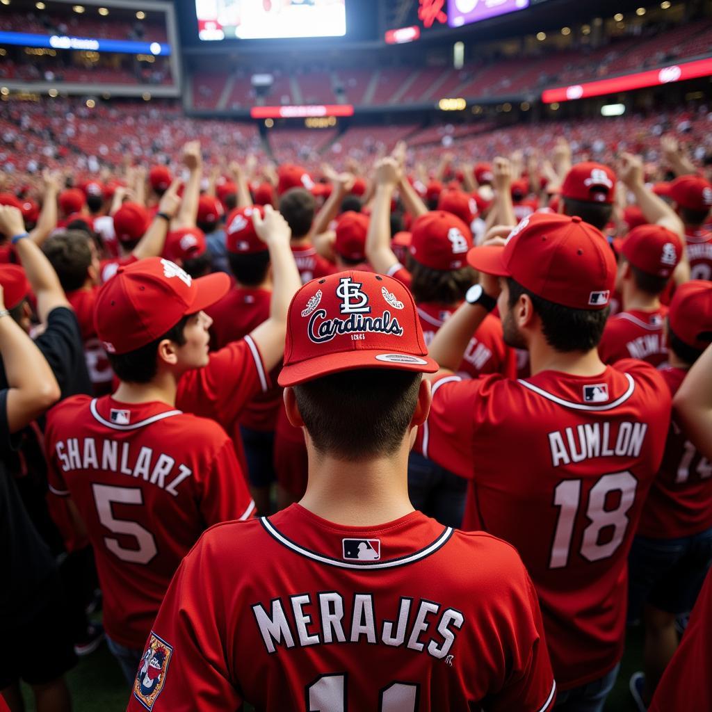 St. Louis Cardinals Fans Celebrating with World Series Hats