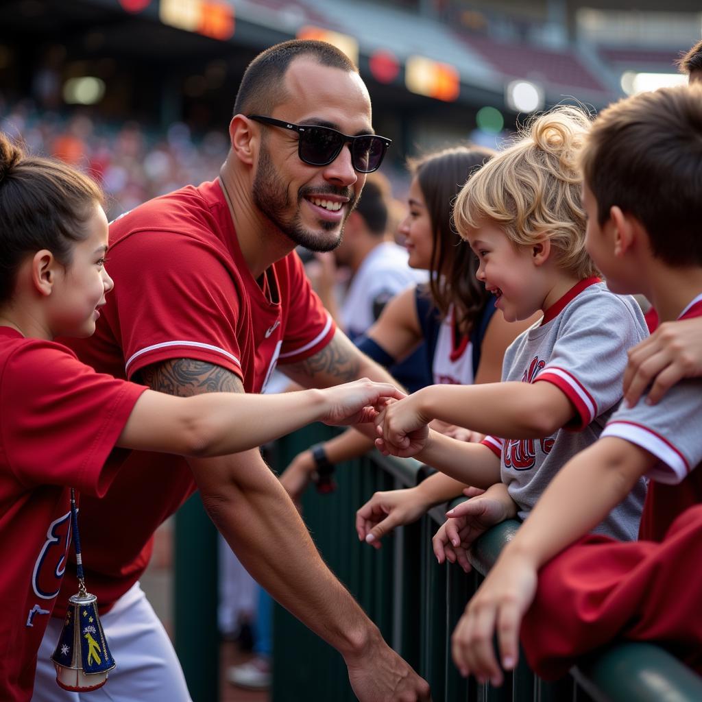 Carlos Gonzalez interacting with fans and signing autographs.