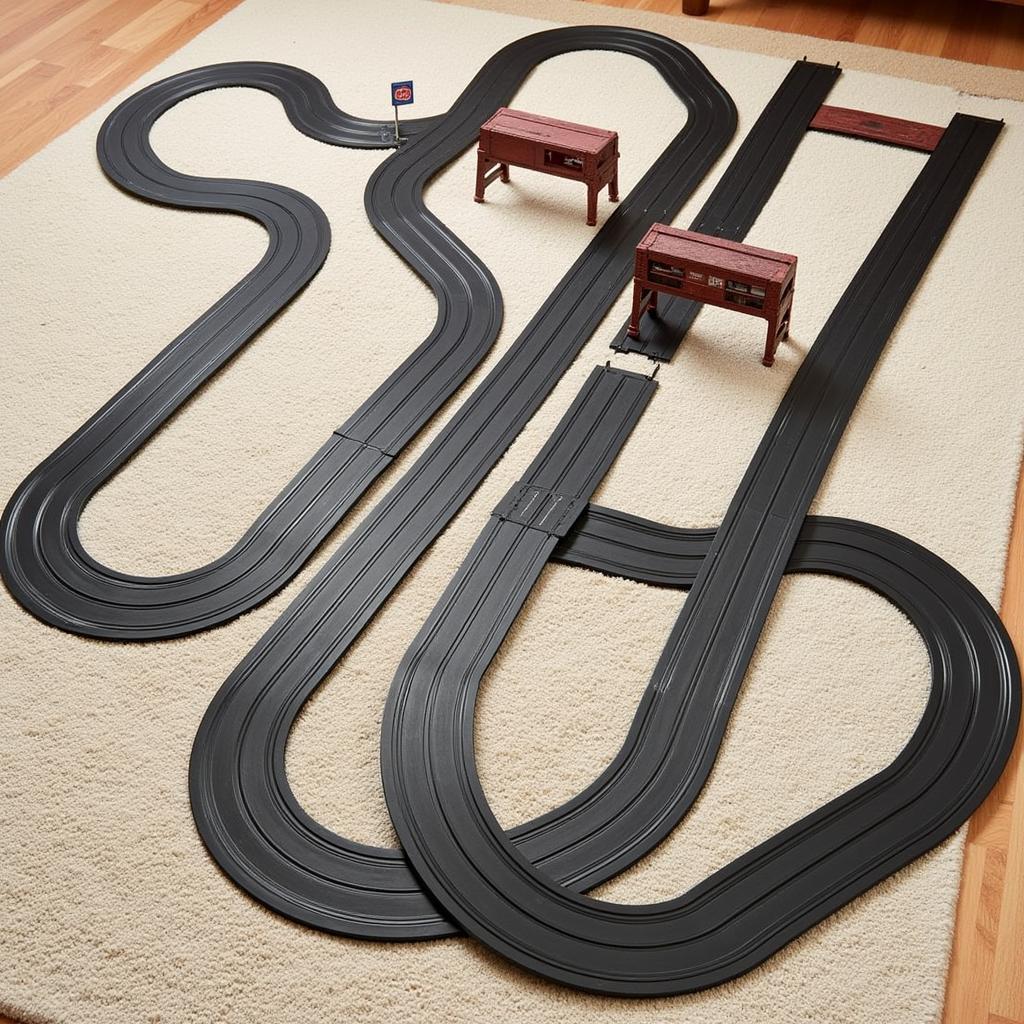 Carrera 1 43 slot car track layout with a loop and elevated sections