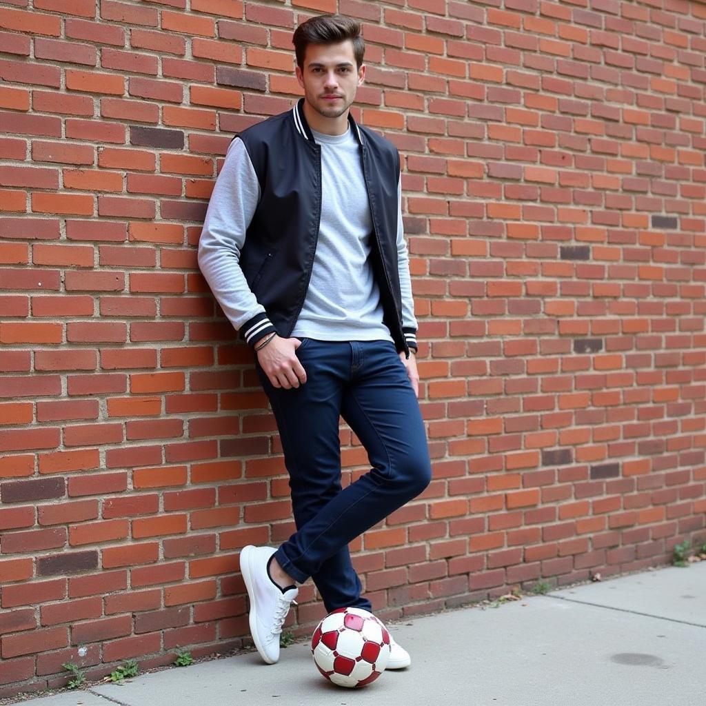 Footballer in casual wear