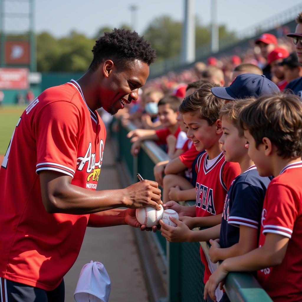 Cedric Mullins signs autographs for fans