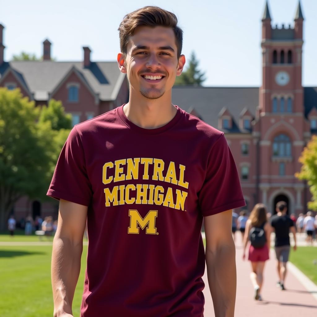 CMU student wearing a t-shirt on campus