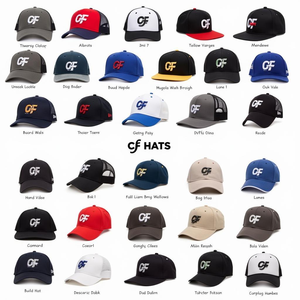 Different styles of CF hats