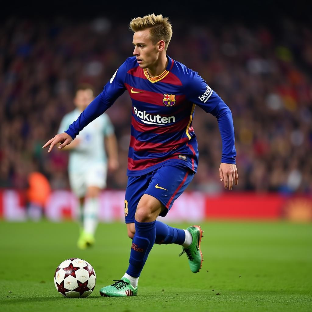 Frenkie de Jong executing a challenge cutter pass