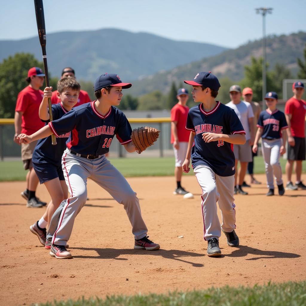 Young athletes training at Chaminade baseball camp