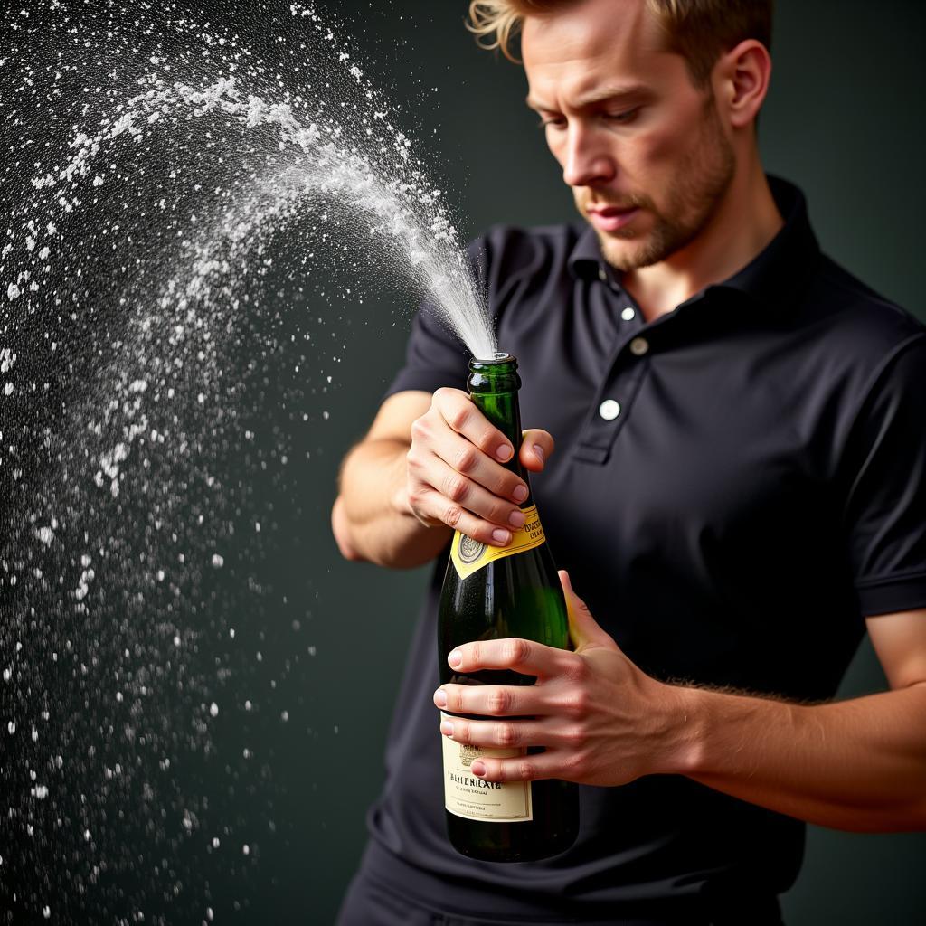 Frenkie de Jong Demonstrates Champagne Spray Technique