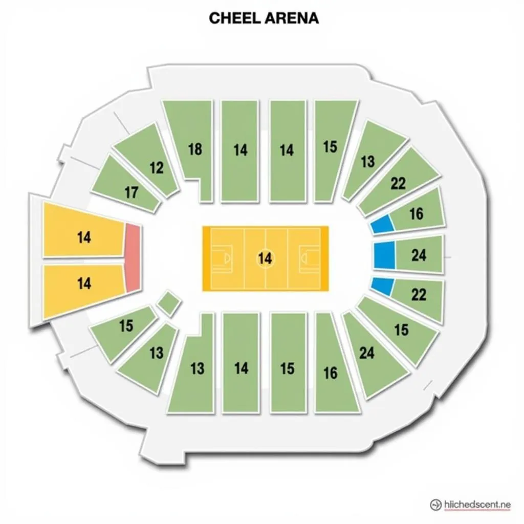 Cheel Arena Seating Chart with Section Numbers