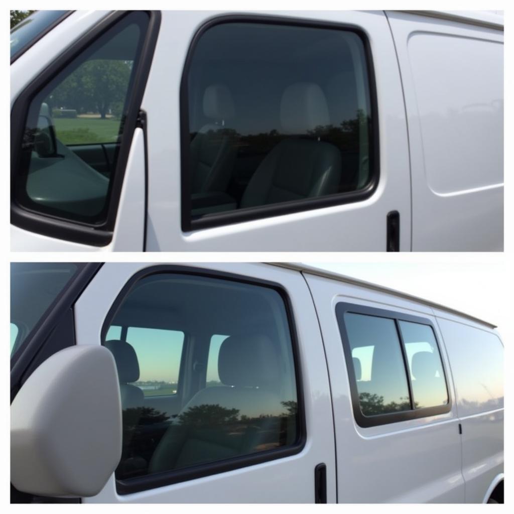 Newly Installed Side Window on a Chevy Express Van