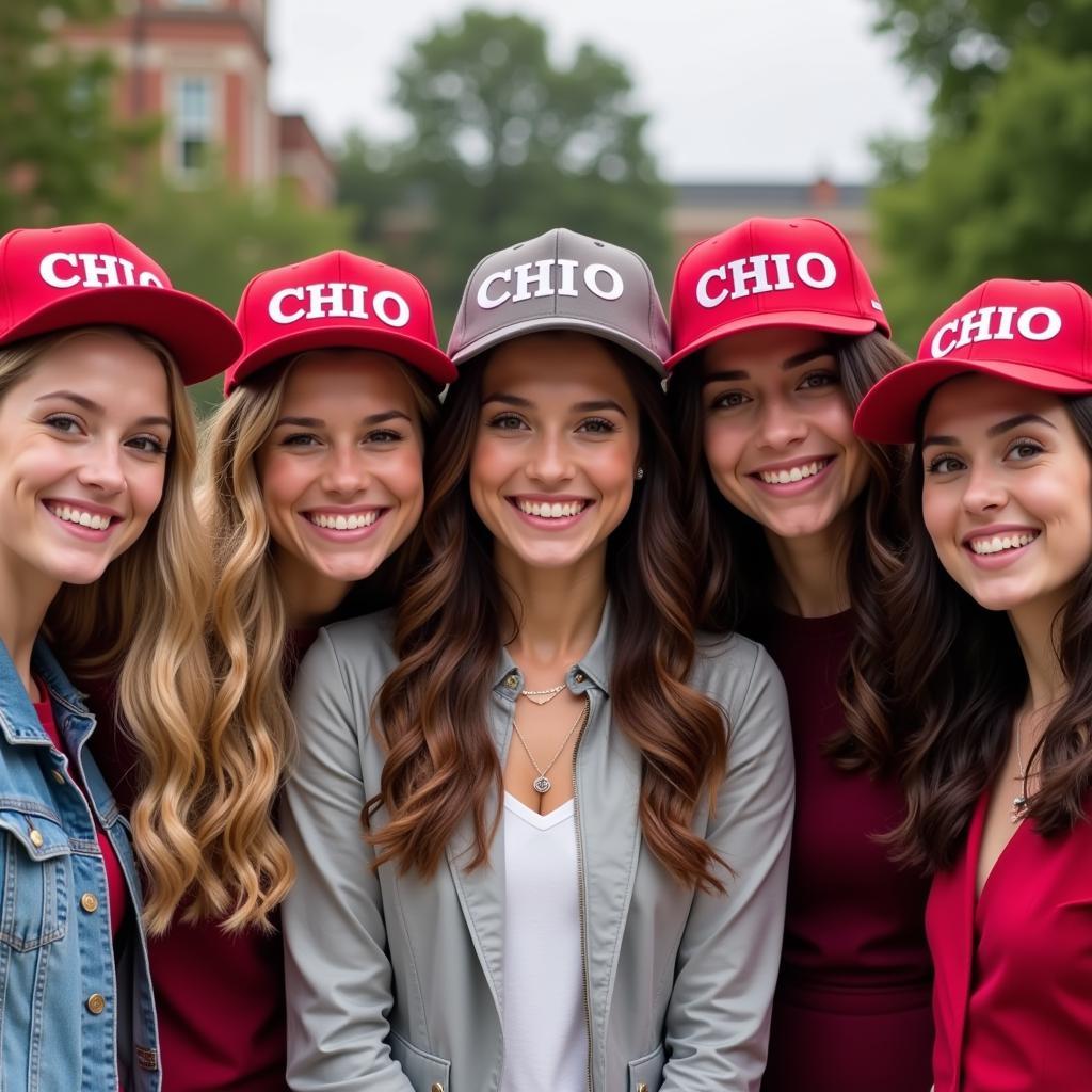 Chi Omega Sisters Bonding Over Their Shared Symbol