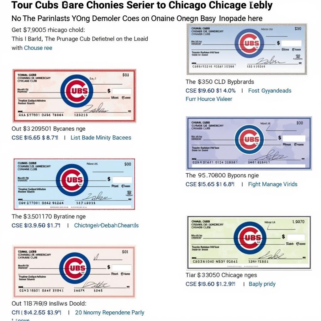 Chicago Cubs Checks from Online Retailers