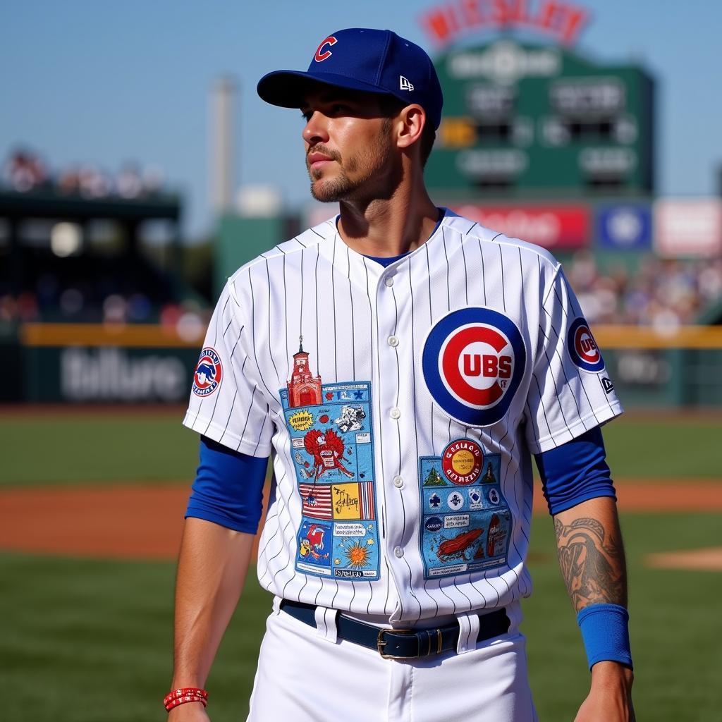 Nico Hoerner wearing the Chicago Cubs City Connect jersey