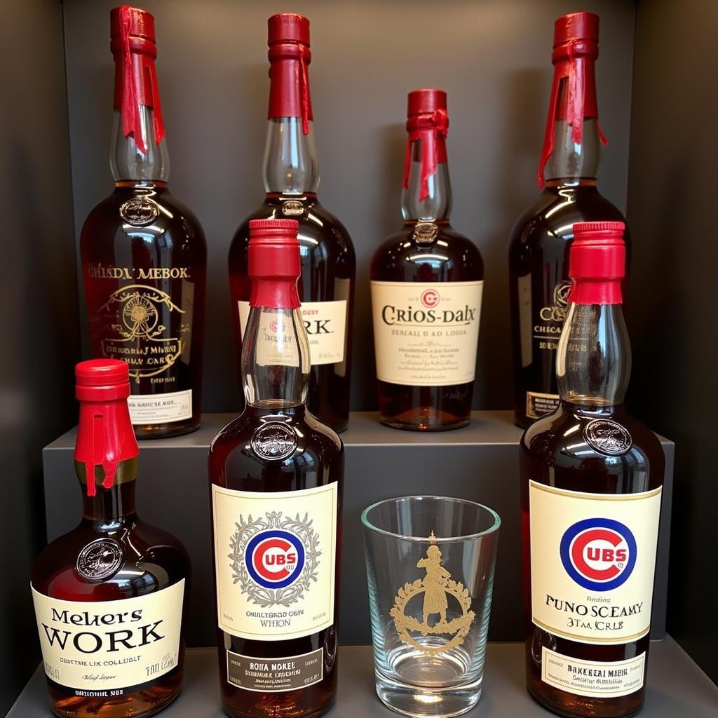 Chicago Cubs Makers Mark Bottles on Display