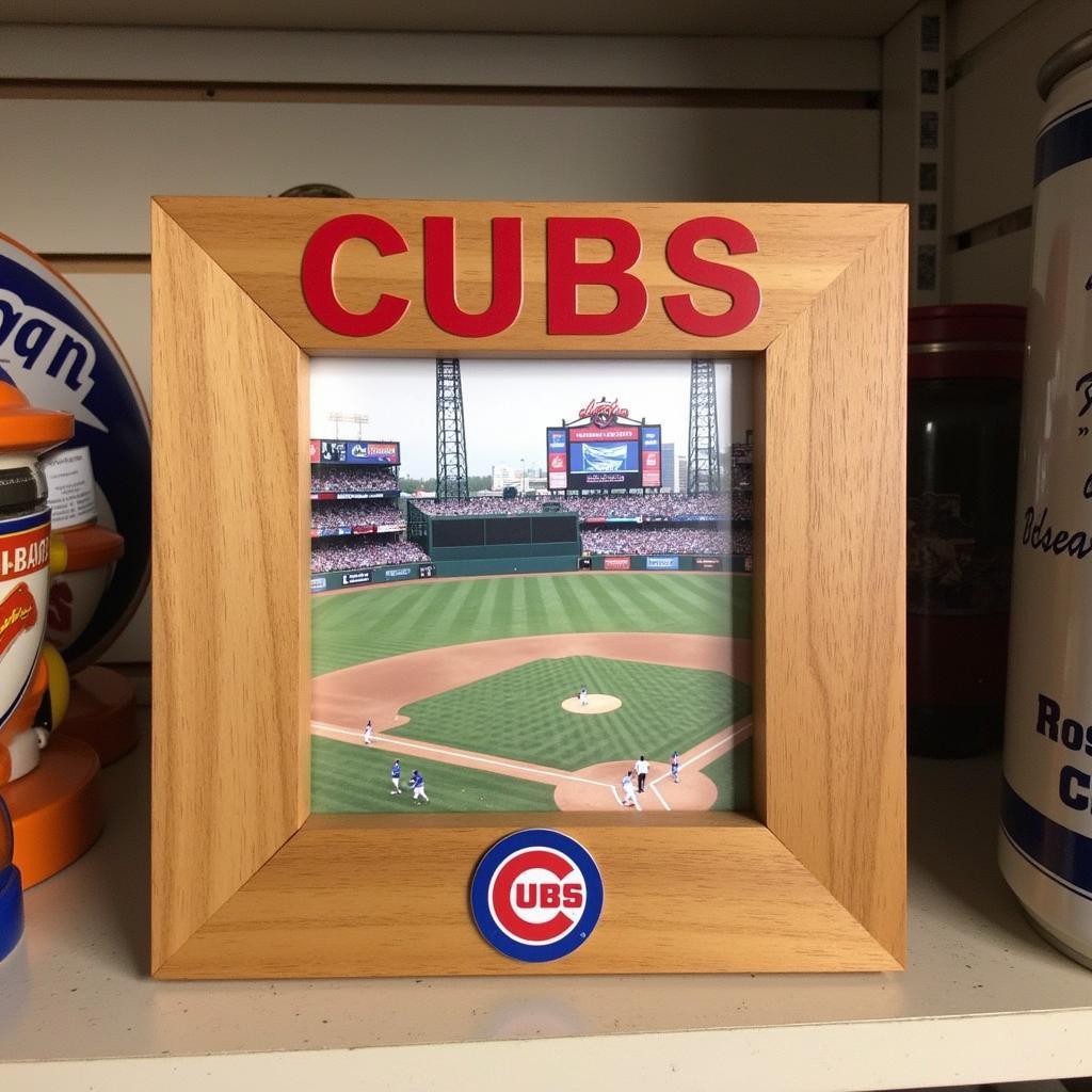 Chicago Cubs Picture Frame Displayed on a Shelf