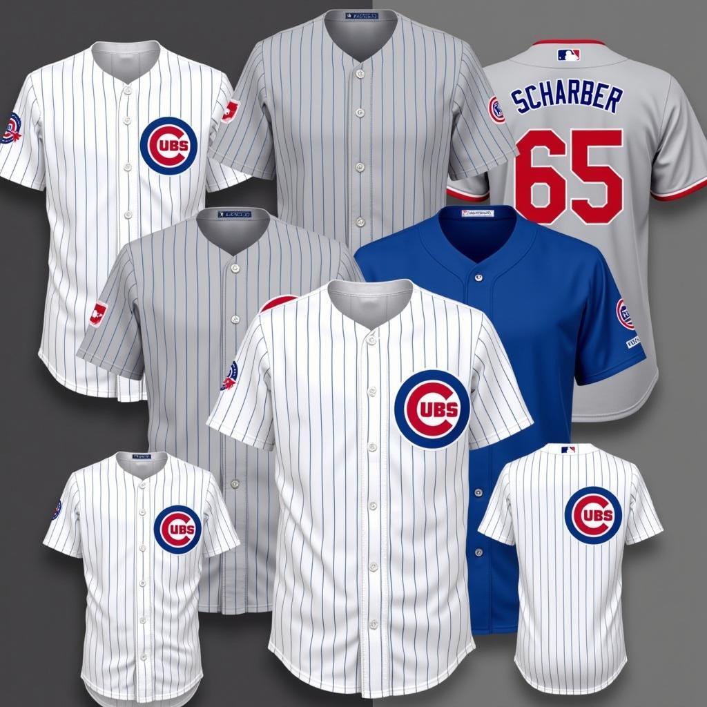 A collection of Chicago Cubs Schwarber jerseys