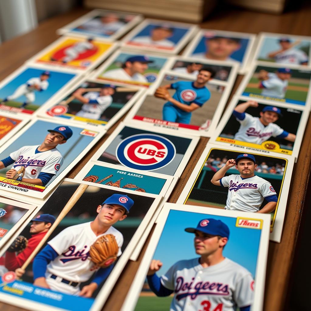 A collection of vintage Chicago Cubs baseball cards