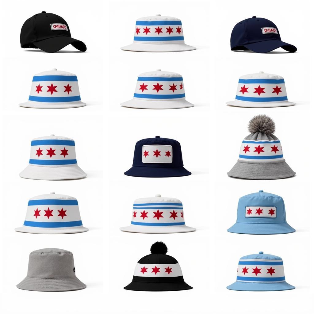 Different Chicago flag hat styles