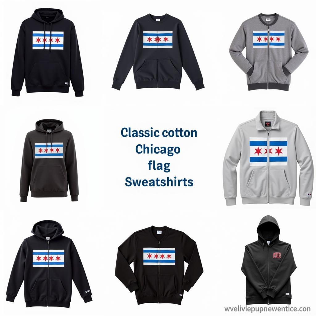 Chicago flag sweatshirt styles on display