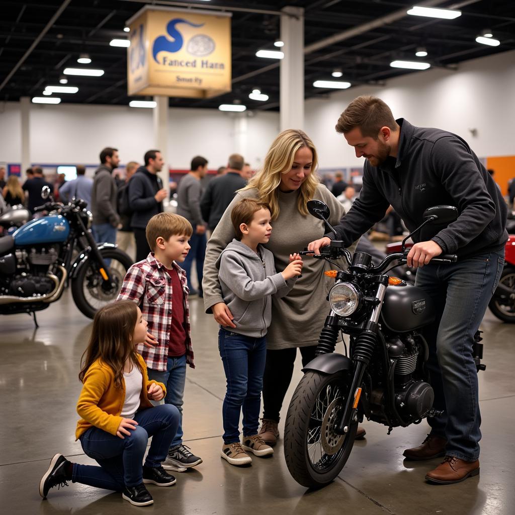 Families enjoying the motorcycle show