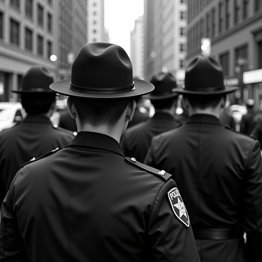 Chicago police officers wearing bowler hats during the early 20th century