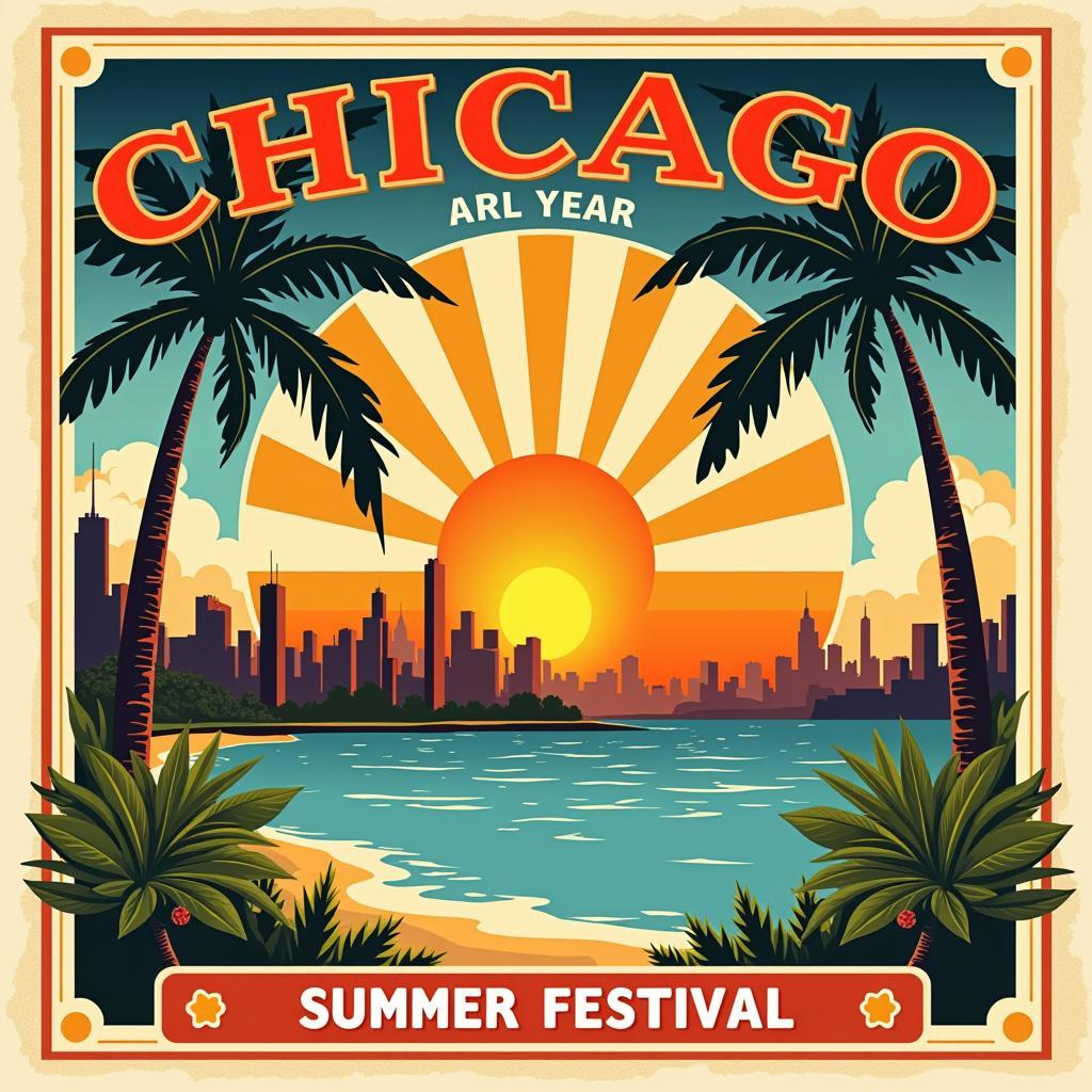 Chicago Transit Authority poster in Art Deco style promoting a city festival.