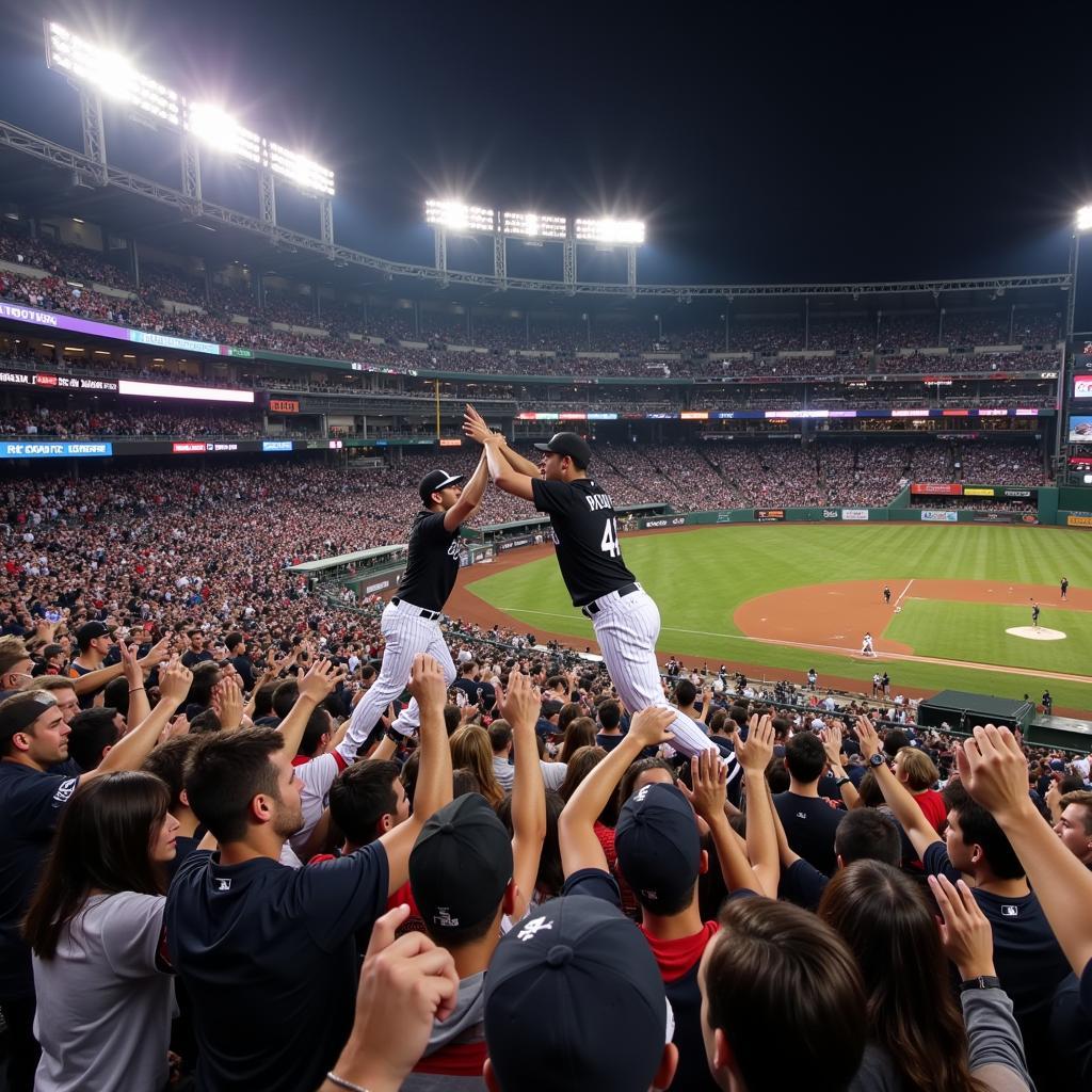 Chicago White Sox fans celebrating a victory