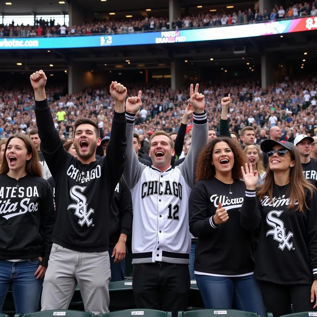 Fans Wearing Chicago White Sox Pullovers at a Baseball Game