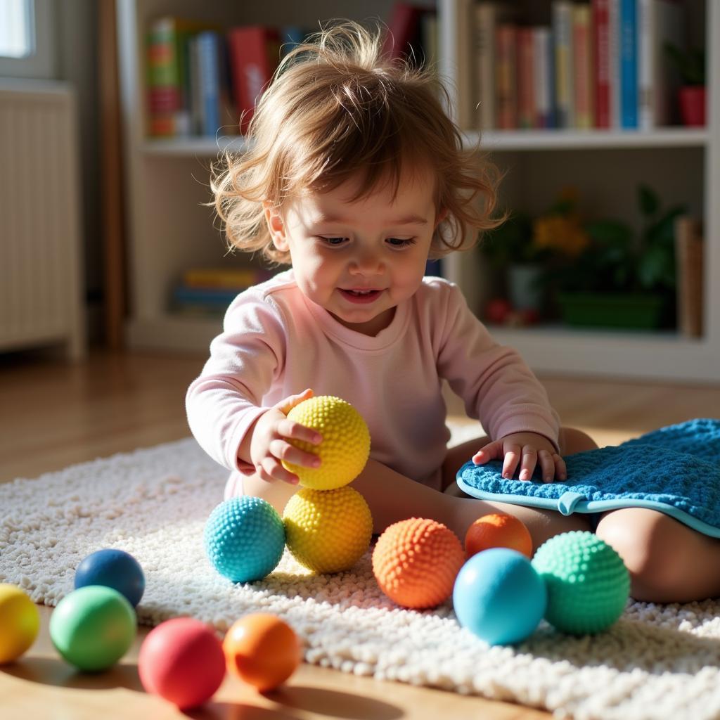 Child Interacting with Sensory Toys