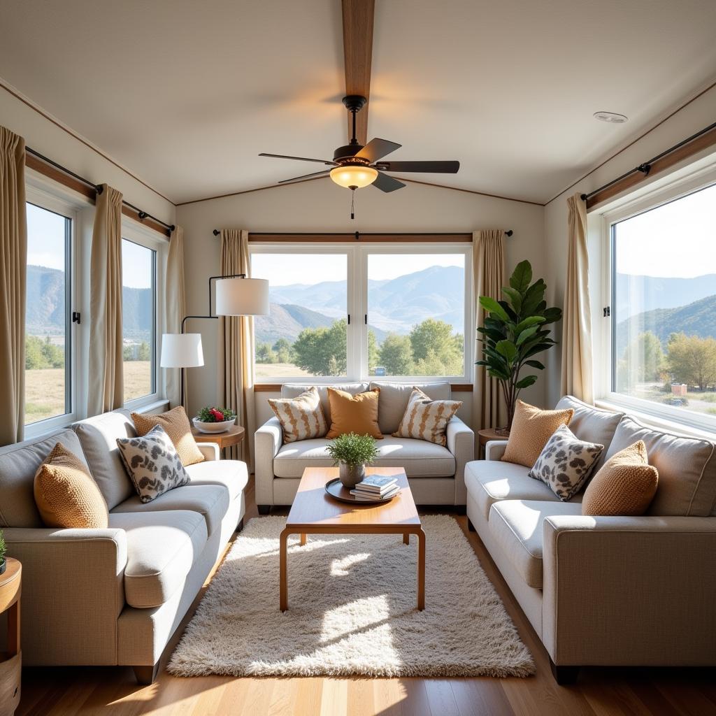 Spacious Living Room in a Chipper Mobile Home