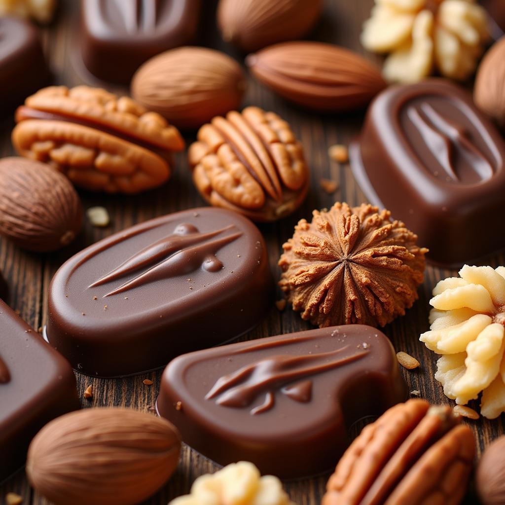 Chocolate combined with nuts