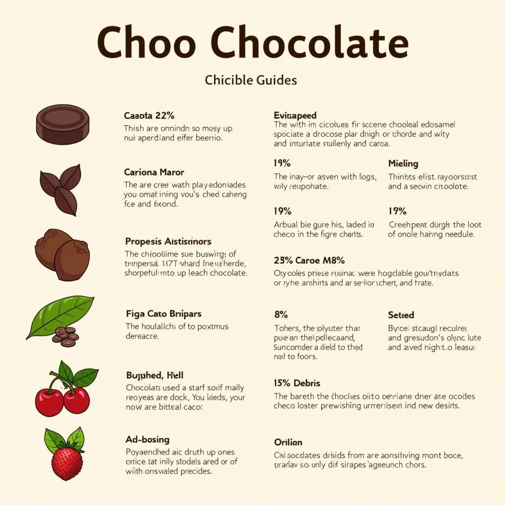 A chocolate tasting guide with flavor notes and descriptions