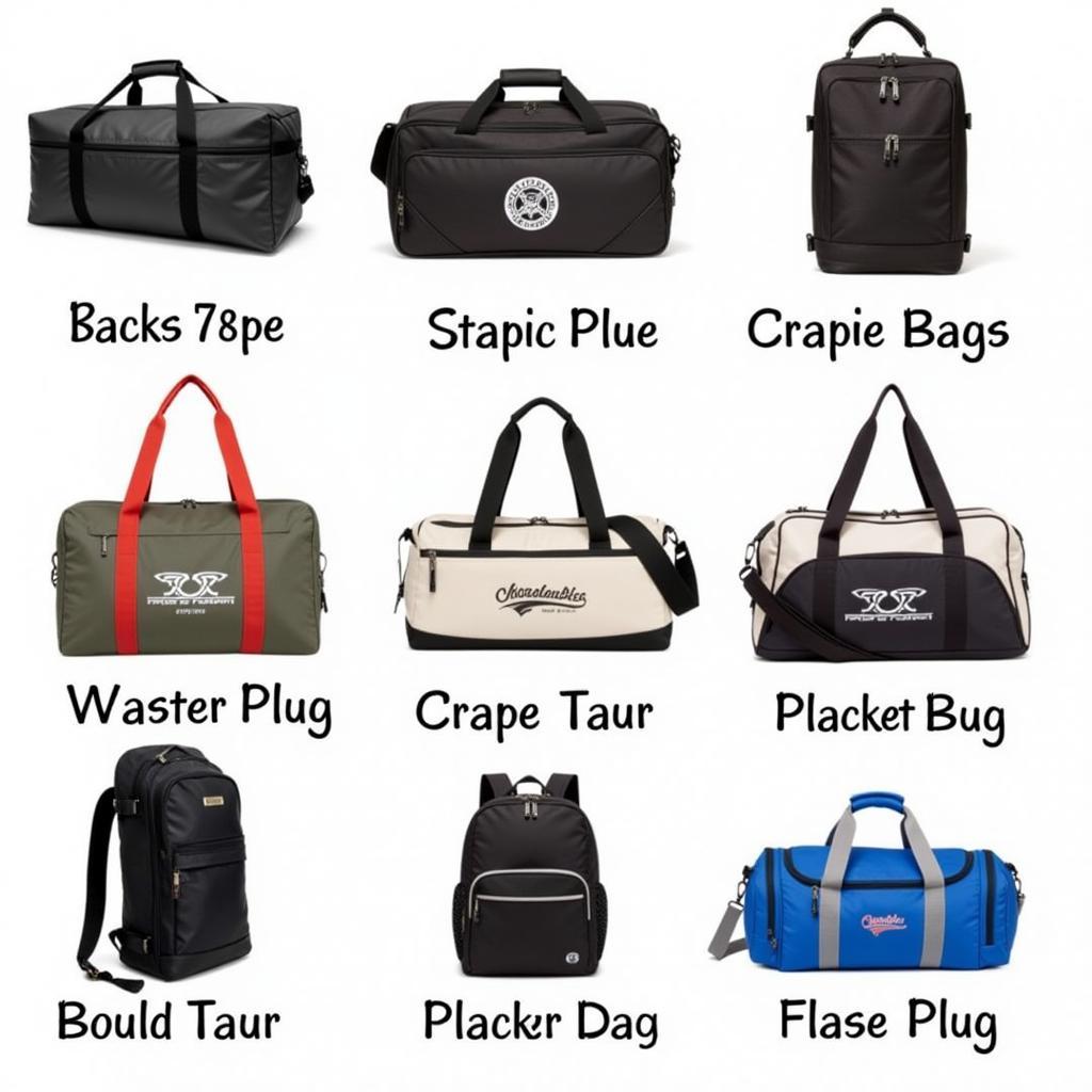 Different types of double ball bowling bags showcasing various features.