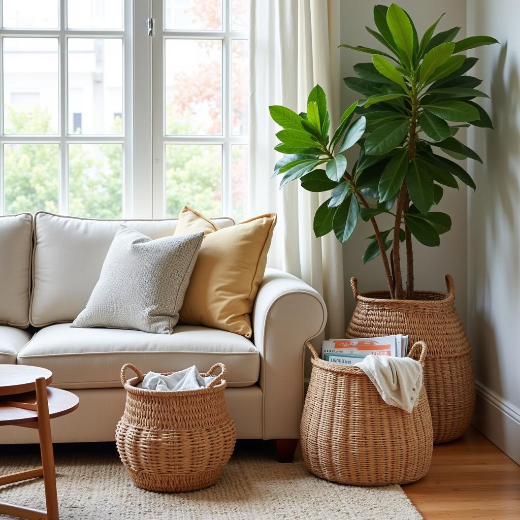 Chopped Baskets as Functional and Stylish Decor in the Living Room