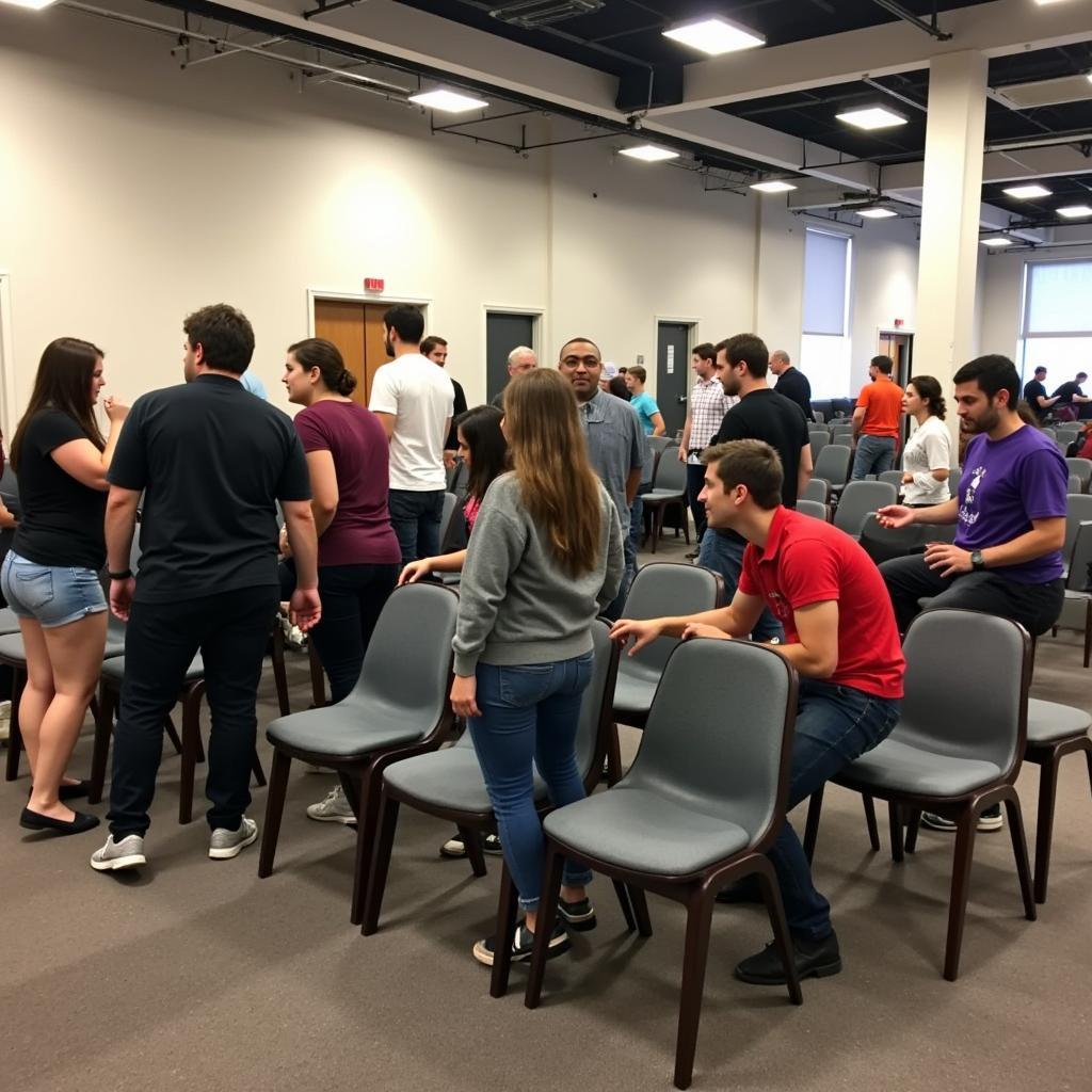 Testing Church Chairs in a Showroom