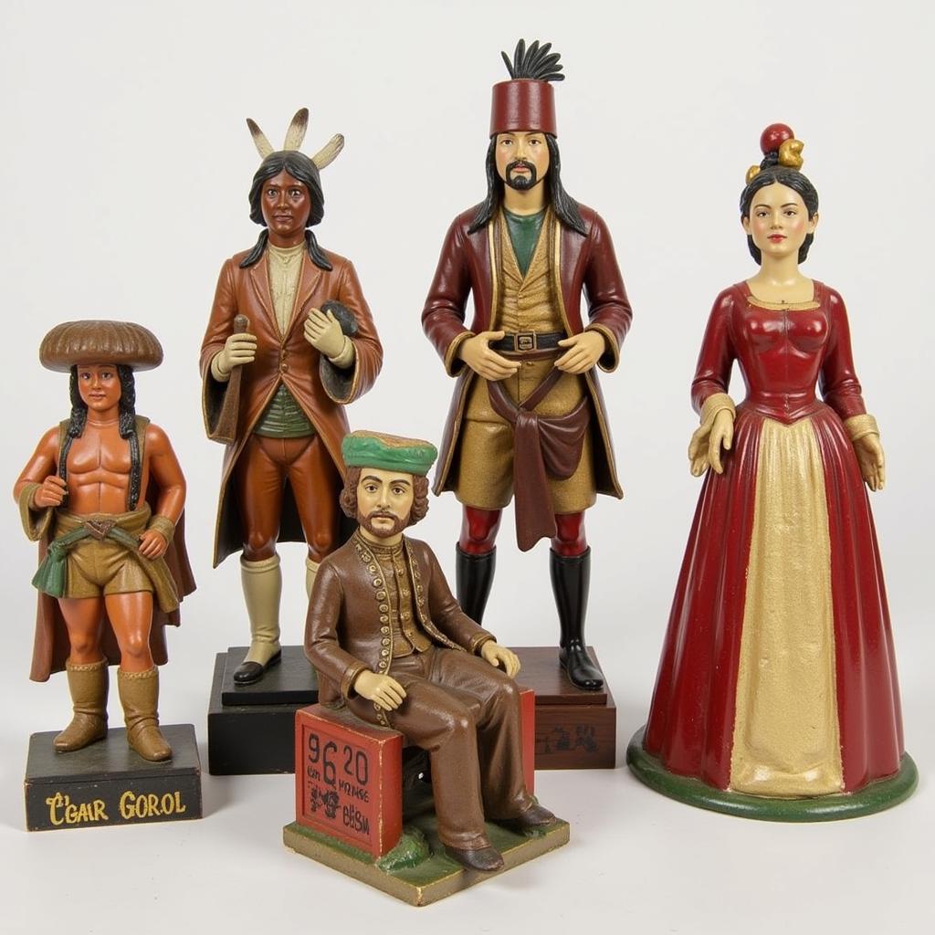 Different styles of cigar store figures