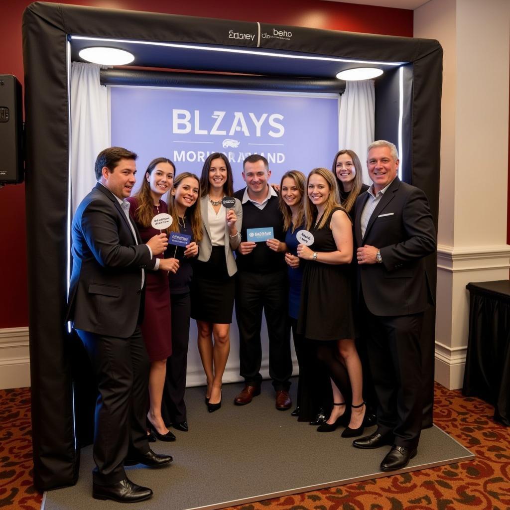 People using a 360 photo booth at a corporate event in Cincinnati