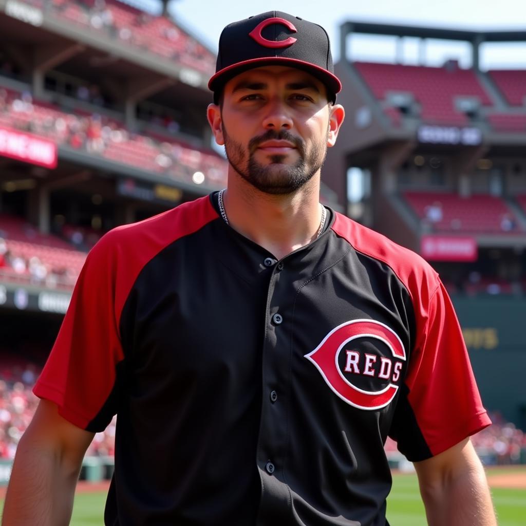 Cincinnati Reds Black and Red Jersey