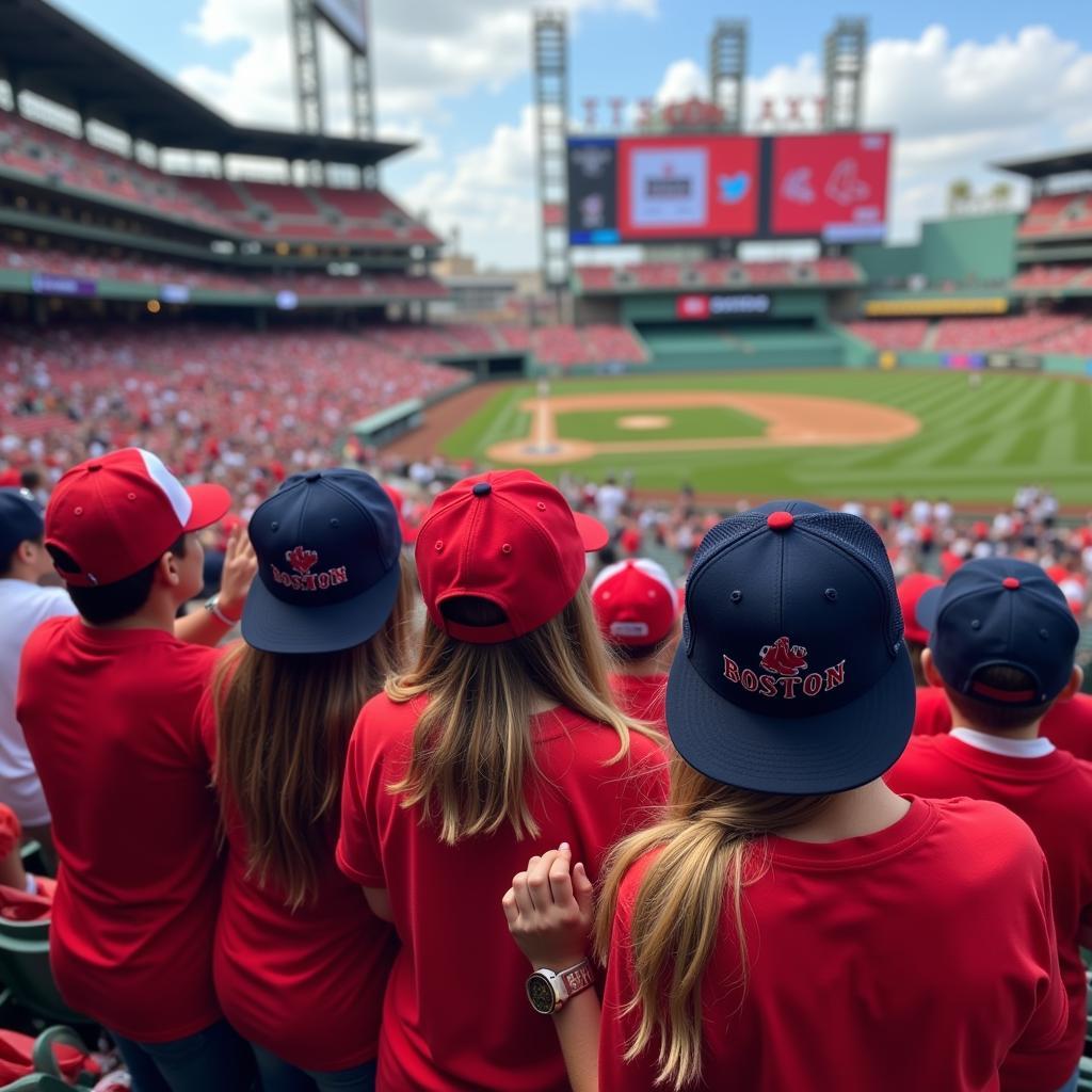 Fans Wearing Citgo Boston Hats at Fenway Park