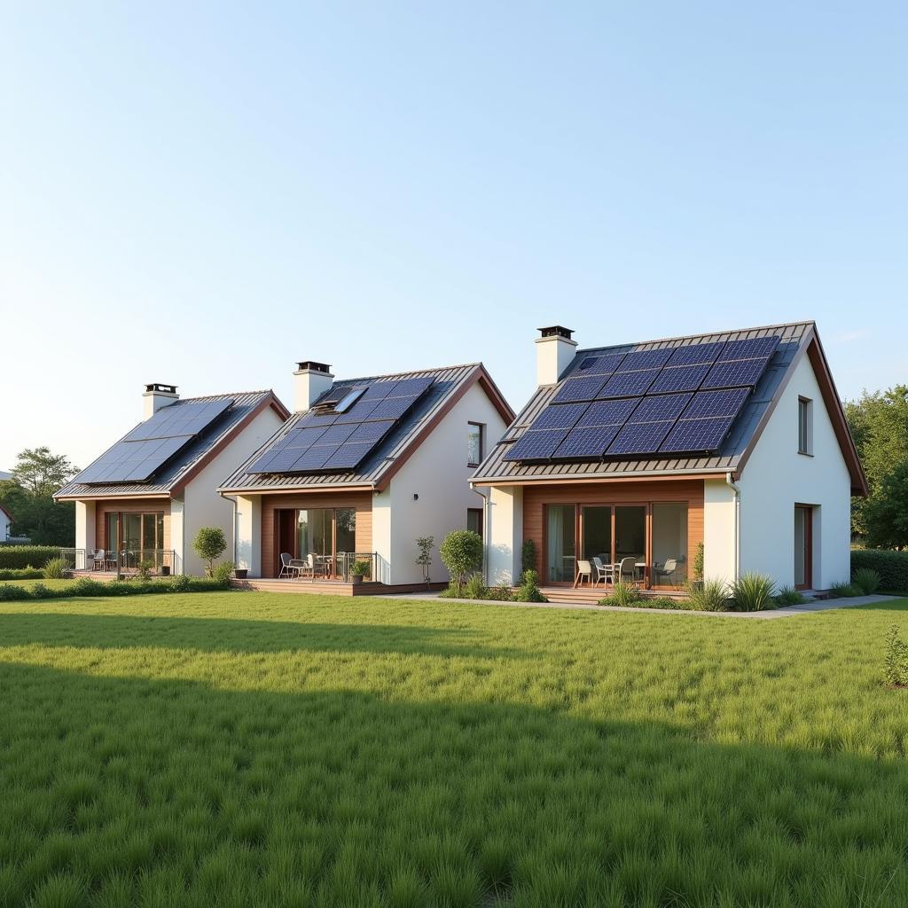 Solar panels on a rooftop of a citizen house