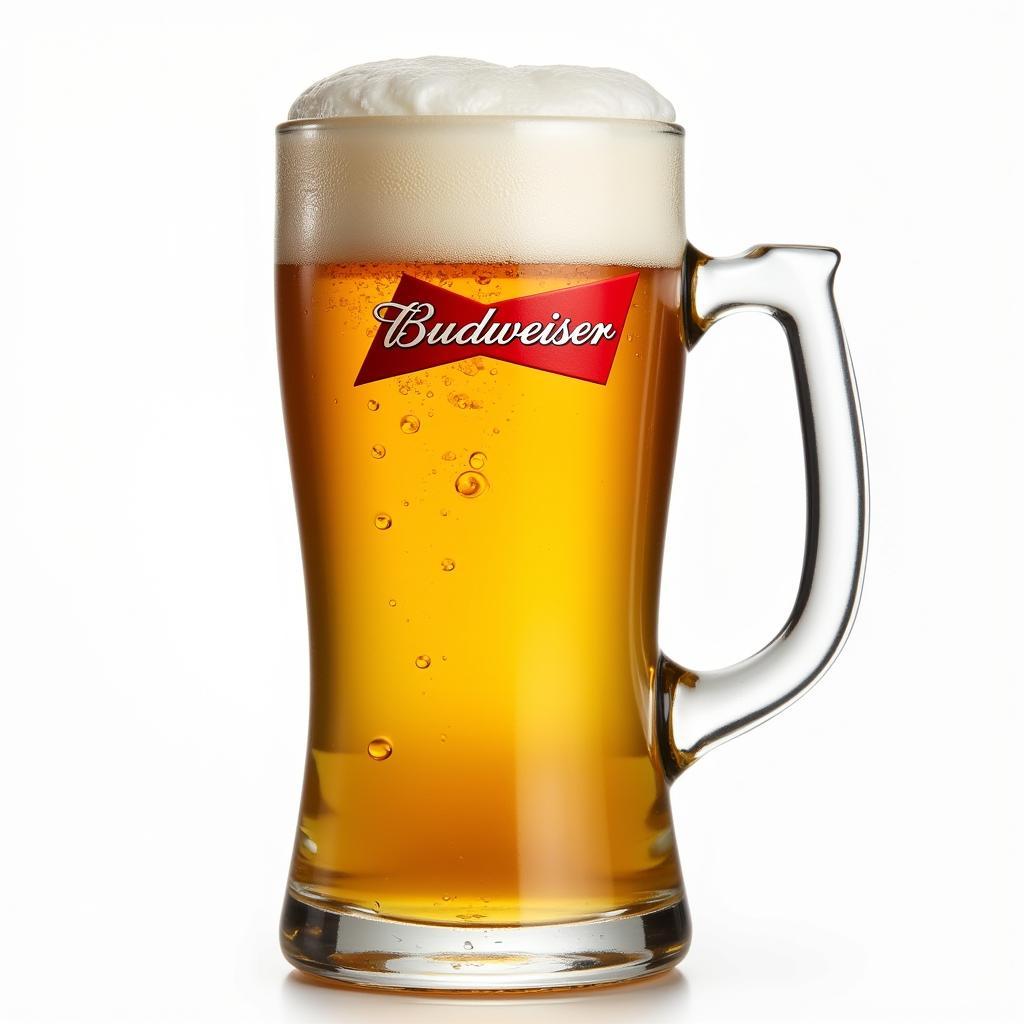 A Classic Budweiser Pint Glass Filled with Golden Beer