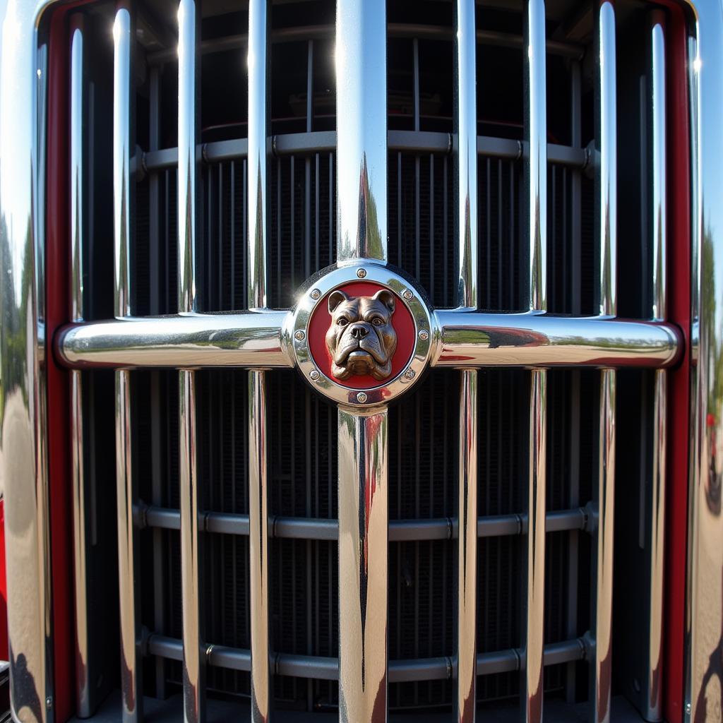 Classic Mack truck grill with vertical slats