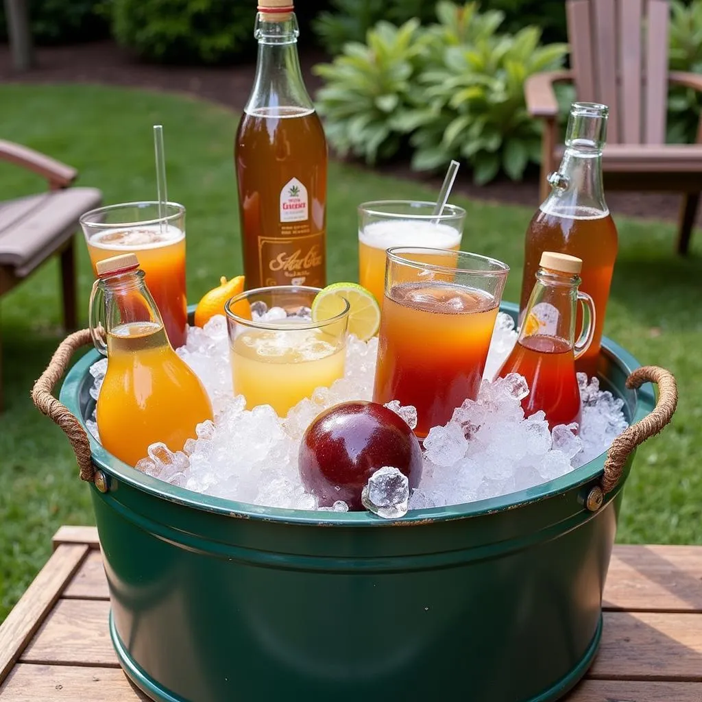 classic party tub with ice and drinks