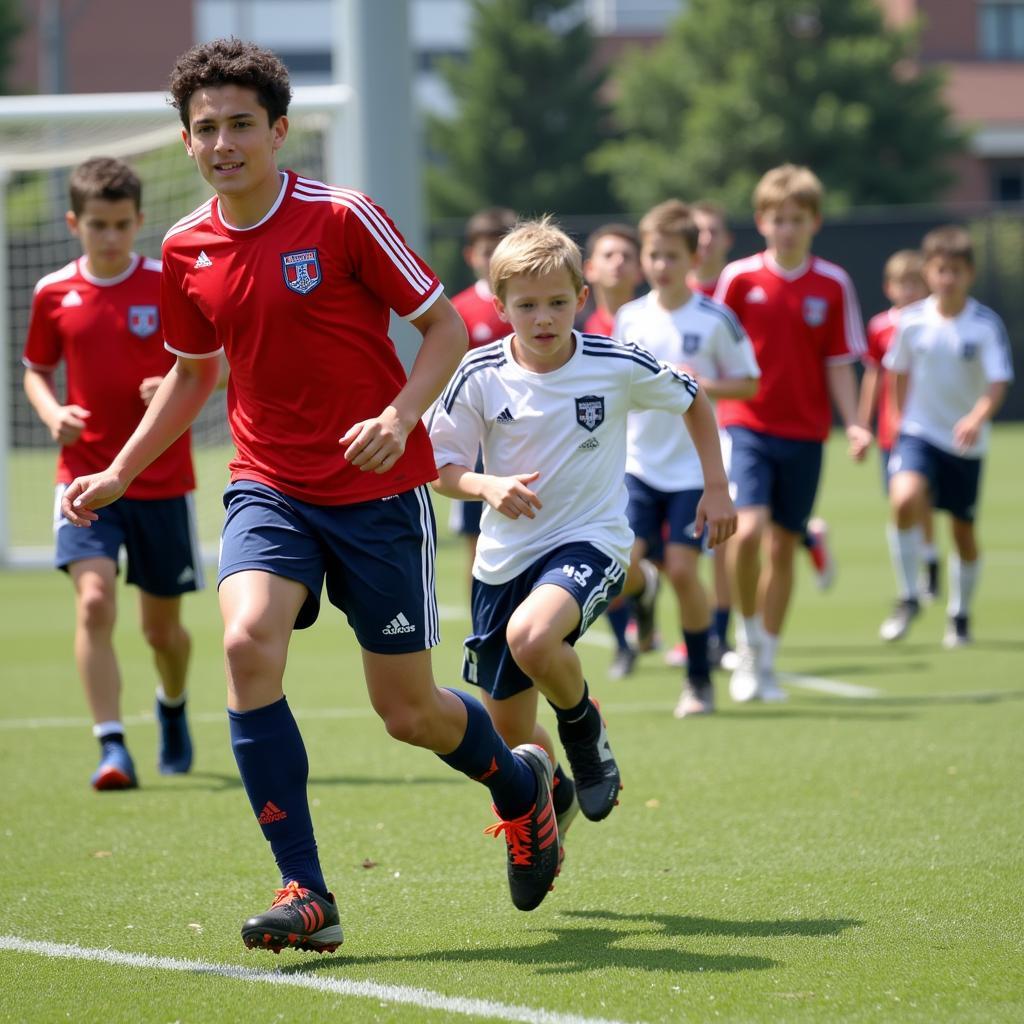 Young soccer players participating in tryouts for a classic soccer league in El Paso