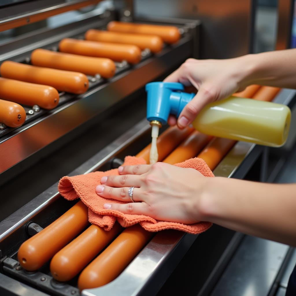 Cleaning a hot dog carousel machine