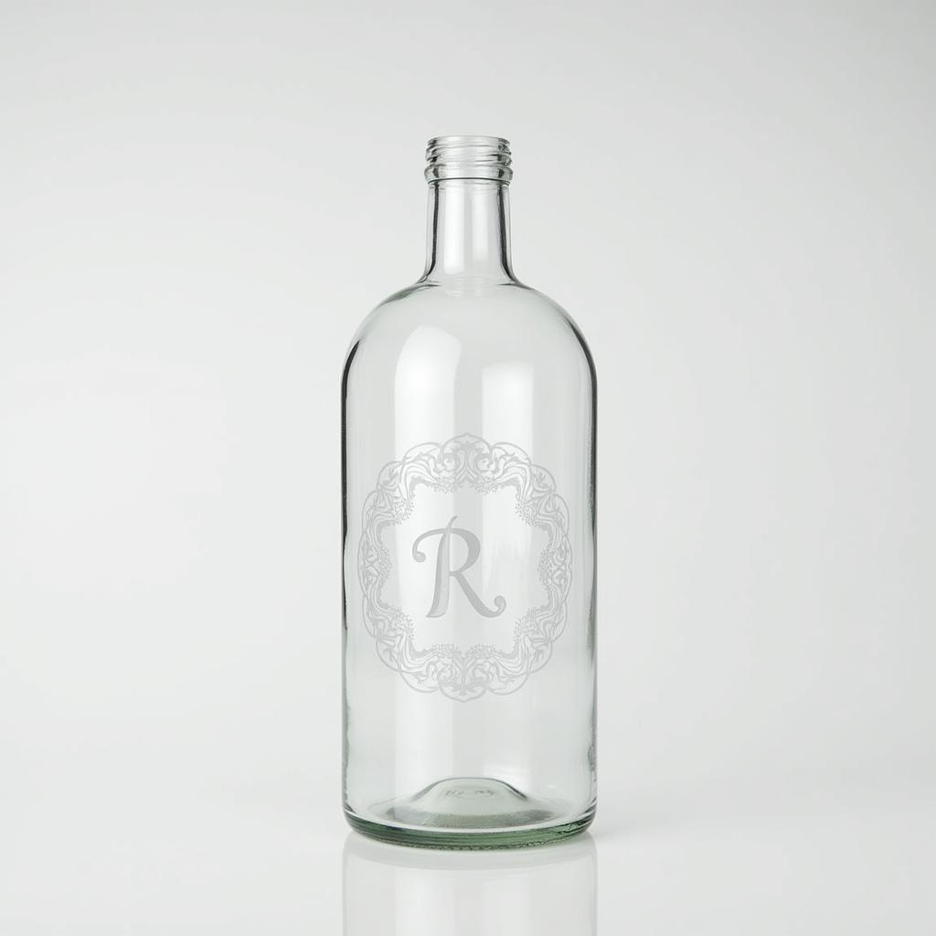 Clear film screen print on a glass bottle